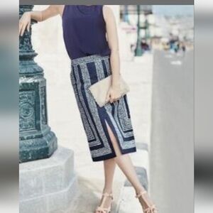 Boden A-Line Navy and White Skirt Women's Size 2R